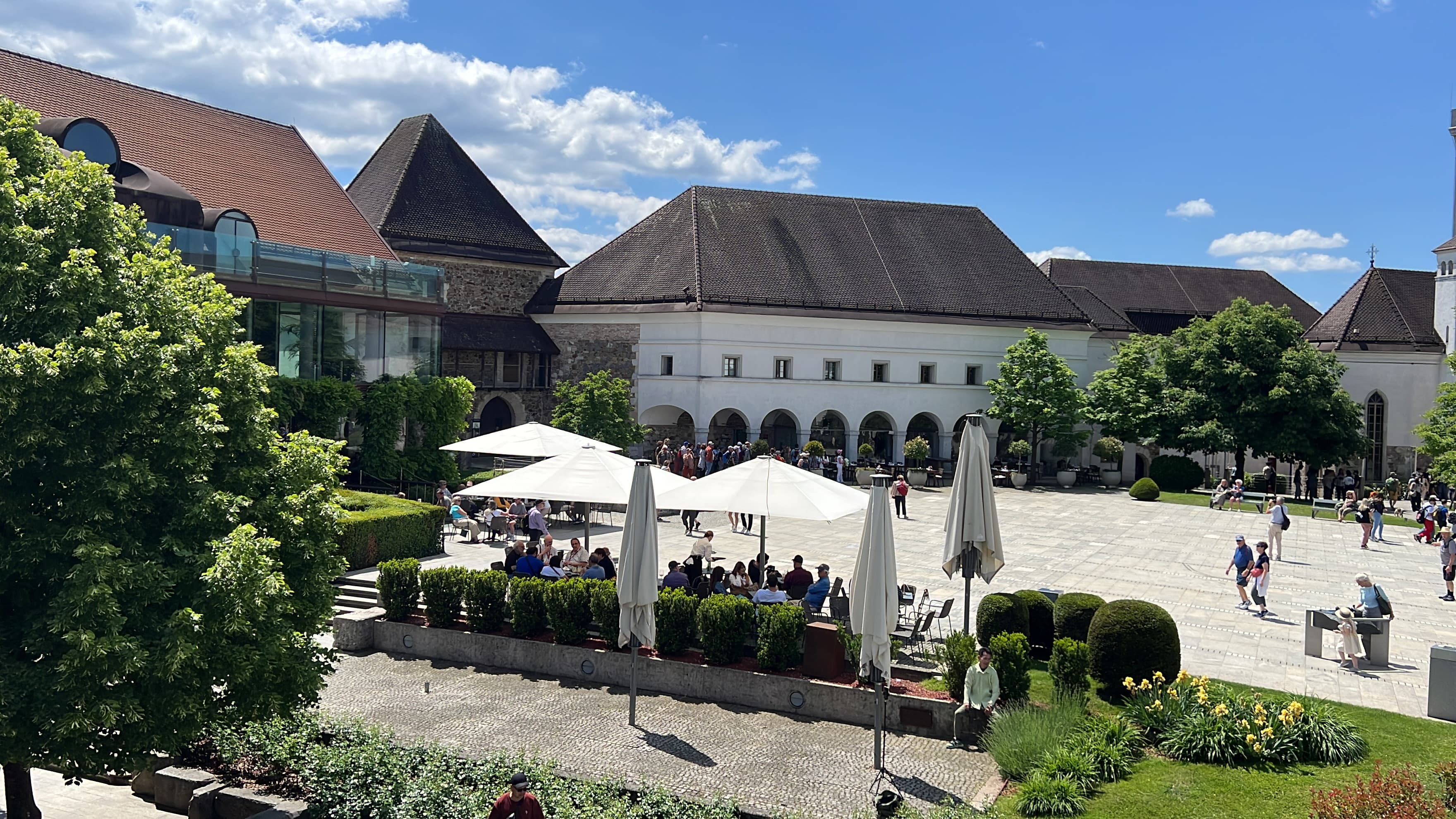 Ljubljana Castle terrace at lunch: the kind of hosted moment an incentive trip is built around